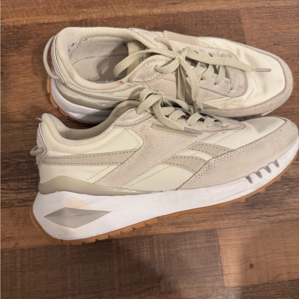 Reebok Cream and Tan Athletic Shoes
